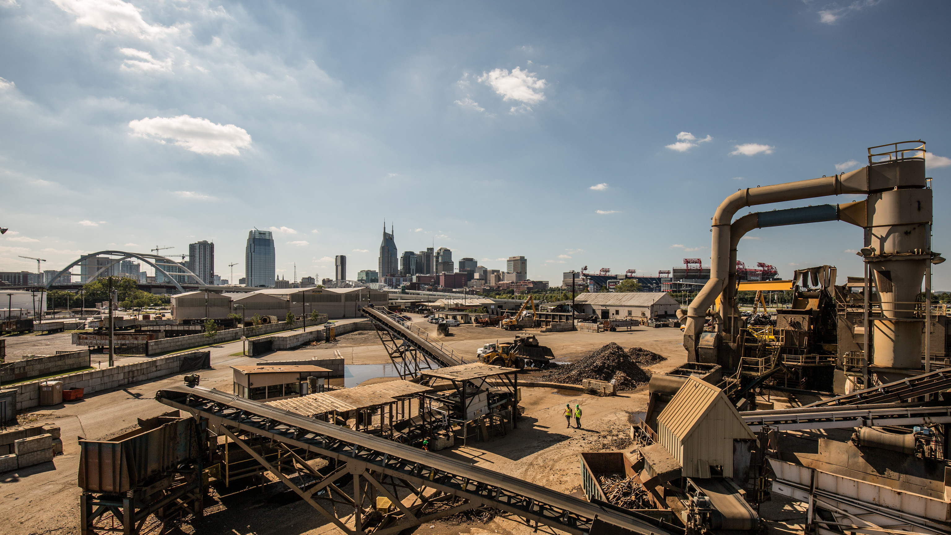 Aerial view of a materials recycling and metals processing facility