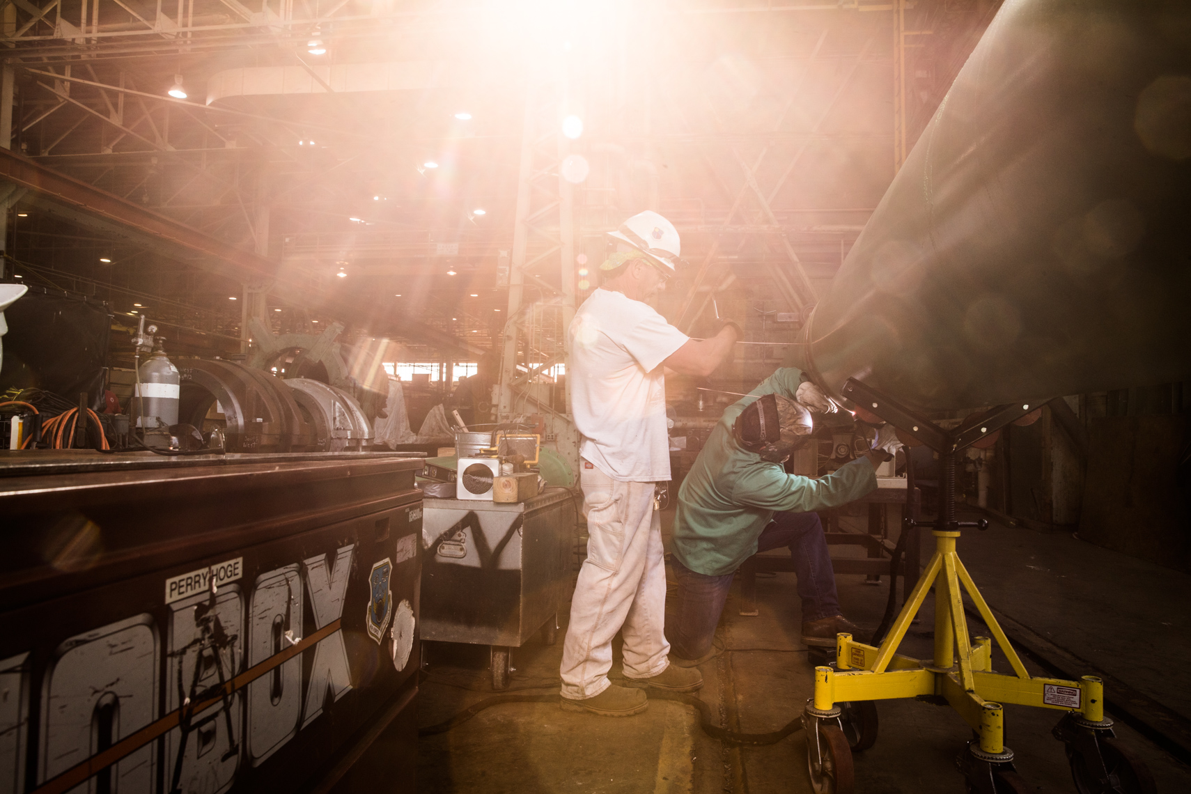 Fabrication work at an industrial manufacturing facility