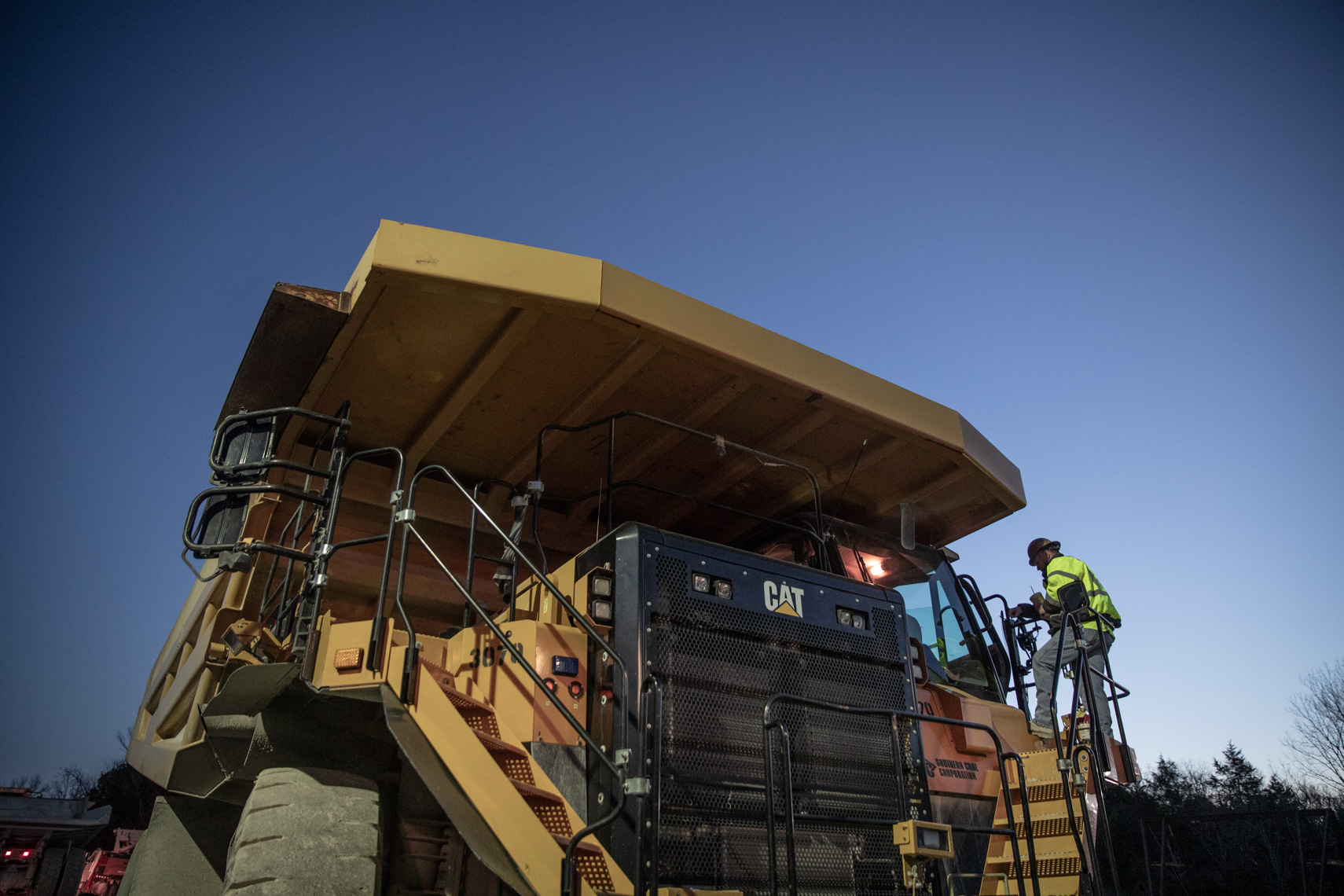 Heavy equipment operating on an active mine site