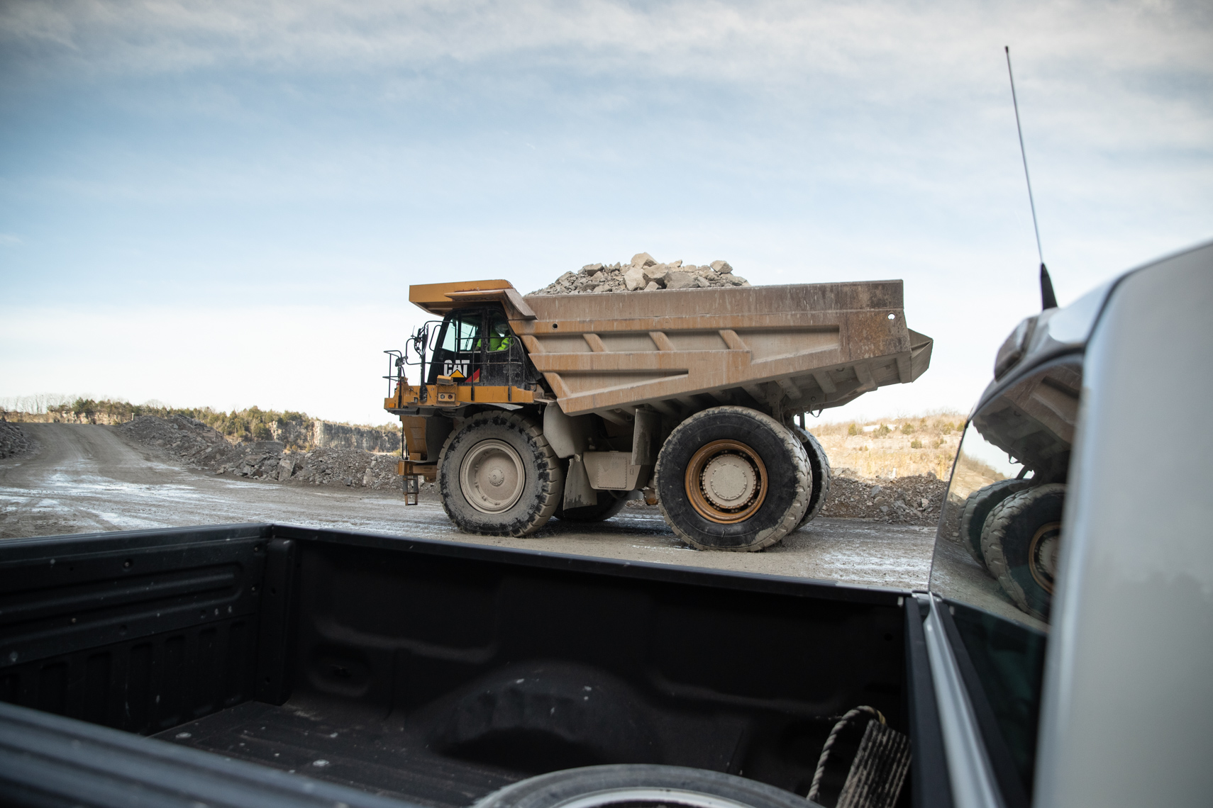 Mining haul truck and support equipment on site