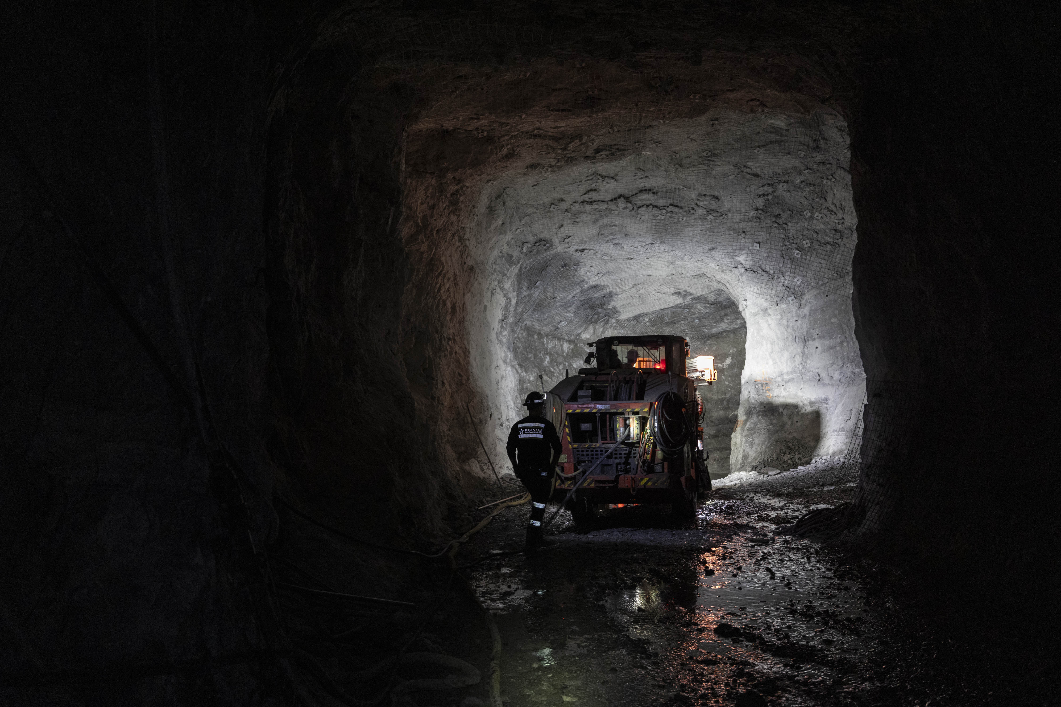 Underground tunnel network at a mine development site