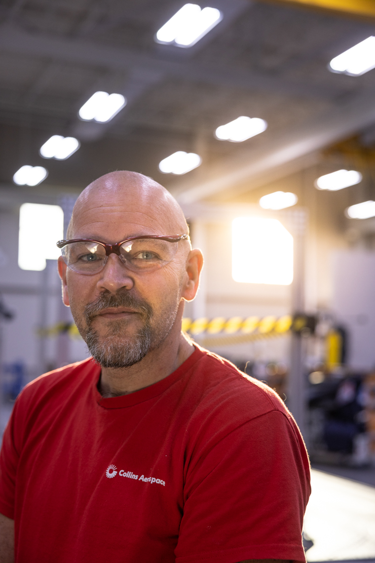 Aerospace manufacturing crew portrait for a recruiting campaign